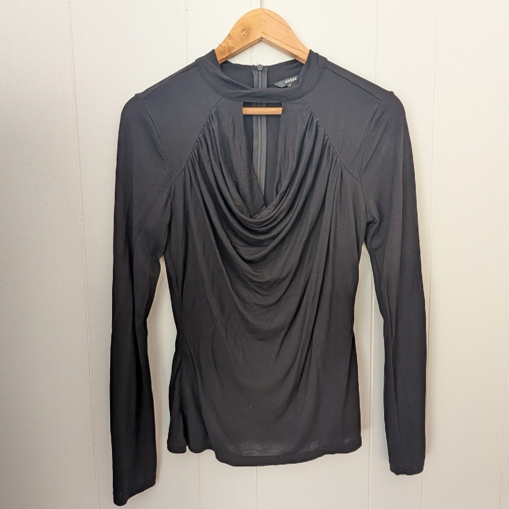 💜 3/$30 - Guess Dark Gray Drape Front Blouse